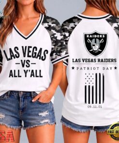 Las Vegas Raiders NFL vs All Y' All United We Stand V Neck T Shirt, NFL Team V Neck Tee Las Vegas Raiders Nfl VS All Y All United WE Stand V Neck T Shirt