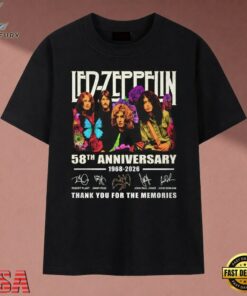 Led Zeppelin 58th Anniversary 1968 2026 Thank You For The Memories T Shirt, Music 2D Graphic Tee Led Zeppelin 58th Anniversary 1968 2026 Thank You For The Memories T Shirt