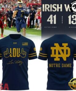 Limited Edition For Lou Notre Dame Fighting Irish Football Navy T Shirt, Viral 3D Graphic Tee Limited Edition For Lou Notre Dame Fighting Irish Football Navy T Shirt