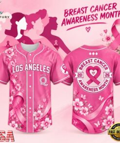 Los Angeles Queens x Breast Cancer Awareness Month 2026 Baseball Jersey, Hot Baseball Jersey Los Angeles Queens X Breast Cancer Awareness Month 2026 Baseball Jersey