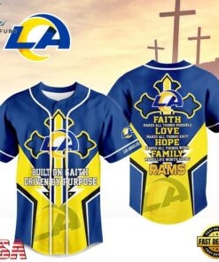 Los Angeles Rams NFL Blessed Beyond The Score Baseball Jersey, NFL Baseball Shirt Los Angeles Rams Nfl Blessed Beyond The Score Baseball Jersey