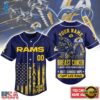 Los Angeles Rams NFL Breast Cancer Hope Over Fear Baseball Jersey, NFL Baseball Shirt Los Angeles Rams Nfl Breast Cancer Hope Over Fear Baseball Jersey