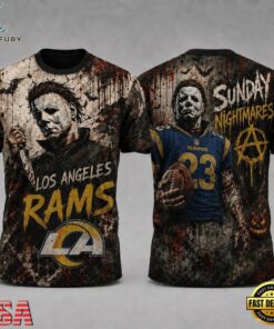 Los Angeles Rams NFL Michael Myers Sunday Nightmares Horror Halloween 3D T Shirt, Sports Fans 3D Shirt Los Angeles Rams Nfl Michael Myers Sunday Nightmares Horror Halloween 3D T Shirt