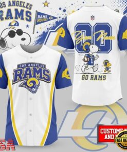 Los Angeles Rams NFL Snoopy Ultimate Game Day Personalized Jersey Shirt, NFL Baseball Shirt Los Angeles Rams Nfl Snoopy Ultimate Game Day Personalized Jersey Shirt