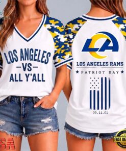 Los Angeles Rams NFL vs All Y' All United We Stand V Neck T Shirt, NFL Team V Neck Tee Los Angeles Rams Nfl VS All Y All United WE Stand V Neck T Shirt