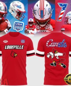 Louisville Cardinals Football 2026 USA 250 Years Mascot Unifrom T Shirt, Viral 3D Graphic Tee Louisville Cardinals Football 2026 Usa 250 Years Mascot Unifrom T Shirt