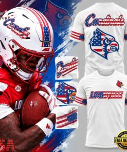 Louisville Cardinals x Salute to Service 2026 White T Shirt, Viral 3D Graphic Tee Louisville Cardinals X Salute TO Service 2026 White T Shirt