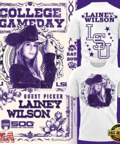 LSU Tigers Football x Lainey Wilson College Game Day 2026 White 3D Shirt, Viral 3D Graphic Tee Lsu Tigers Football X Lainey Wilson College Game Day 2026 White 3D Shirt