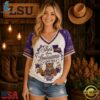 LSU Tigers NCAA Bow and Floral Team Spirit V Neck T Shirt, NCAA V Neck Fan Shirt Lsu Tigers Ncaa Bow And Floral Team Spirit V Neck T Shirt