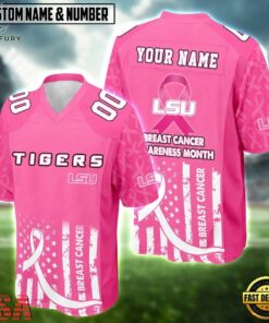 LSU Tigers NCAA Breast Cancer Awareness Month 2026 Football Jersey, Fashion Football Jersey Lsu Tigers Ncaa Breast Cancer Awareness Month 2026 Football Jersey