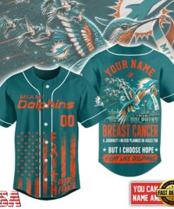 Miami Dolphins NFL Breast Cancer Hope Over Fear Baseball Jersey, NFL Baseball Shirt Miami Dolphins Nfl Breast Cancer Hope Over Fear Baseball Jersey