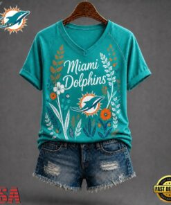 Miami Dolphins NFL Floral Garden V Neck T Shirt, NFL Team V Neck Tee Miami Dolphins Nfl Floral Garden V Neck T Shirt