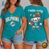 Miami Dolphins NFL Hello Kitty Football V Neck T Shirt, NFL Team V Neck Tee Miami Dolphins Nfl Hello Kitty Football V Neck T Shirt