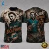 Miami Dolphins NFL Michael Myers Sunday Nightmares Horror Halloween 3D T Shirt, Sports Fans 3D Shirt Miami Dolphins Nfl Michael Myers Sunday Nightmares Horror Halloween 3D T Shirt