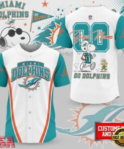 Miami Dolphins NFL Snoopy Ultimate Game Day Personalized Jersey Shirt, NFL Baseball Shirt Miami Dolphins Nfl Snoopy Ultimate Game Day Personalized Jersey Shirt
