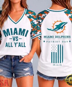 Miami Dolphins NFL vs All Y' All United We Stand V Neck T Shirt, NFL Team V Neck Tee Miami Dolphins Nfl VS All Y All United WE Stand V Neck T Shirt