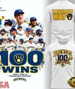 Milwaukee Brewers 100 Wins MLB White T Shirt, Viral 3D Graphic Tee Milwaukee Brewers 100 Wins Mlb White T Shirt