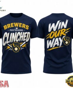 Milwaukee Brewers 2026 Postseason Clinched Win Our Way Limited 3D Shirt, Viral 3D Graphic Tee Milwaukee Brewers 2026 Postseason Clinched Win Our Way Limited 3D Shirt