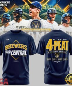 Milwaukee Brewers The FIRST 4 Peat in NL Central History T Shirt, Viral 3D Graphic Tee Milwaukee Brewers The First 4 Peat IN NL Central History T Shirt