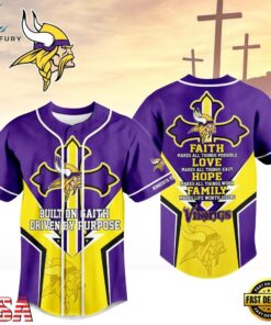 Minnesota Vikings NFL Blessed Beyond The Score Baseball Jersey, NFL Baseball Shirt Minnesota Vikings Nfl Blessed Beyond The Score Baseball Jersey