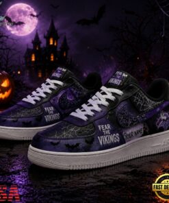 Minnesota Vikings NFL Fear The Team Halloween Air Force 1 Shoes Sneakers, NFL Fan AF1 Shoes Minnesota Vikings Nfl Fear The Team Halloween Air Force 1 Shoes Sneakers