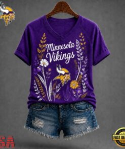 Minnesota Vikings NFL Floral Garden V Neck T Shirt, NFL Team V Neck Tee Minnesota Vikings Nfl Floral Garden V Neck T Shirt