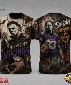 Minnesota Vikings NFL Michael Myers Sunday Nightmares Horror Halloween 3D T Shirt, Sports Fans 3D Shirt Minnesota Vikings Nfl Michael Myers Sunday Nightmares Horror Halloween 3D T Shirt