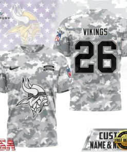 Minnesota Vikings NFL Salute to Service Custom Name & Number Camo 3D Shirt, Sports Fans 3D Shirt Minnesota Vikings Nfl Salute TO Service Custom Name Number Camo 3D Shirt