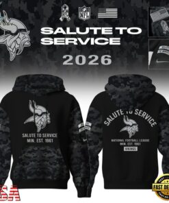 Minnesota Vikings Salute to Service Camo 2026 Black Hoodie, Viral 3D Graphic Tee Minnesota Vikings Salute TO Service Camo 2026 Black Hoodie