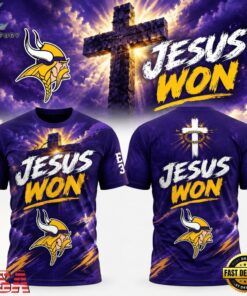 Minnesota Vikings x Jesus Won 2026 Special New T Shirt, Viral 3D Graphic Tee Minnesota Vikings X Jesus Won 2026 Special New T Shirt