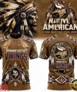 Minnesota Vikings x Native American Heritage 2026 T Shirt, Viral 3D Graphic Tee Minnesota Vikings X Native American Heritage 2026 T Shirt