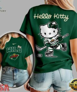 Minnesota Wild NHL x Hello Kitty Unisex 3D Shirt, NHL Hockey 3D Shirt Minnesota Wild Nhl X Hello Kitty Unisex 3D Shirt