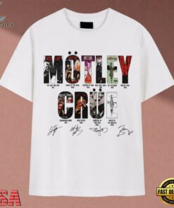 Mötley Crüe Albums Signatures Heavy Metal Vintage Graphic T Shirt, Music 2D Graphic Tee Motley Crue Albums Signatures Heavy Metal Vintage Graphic T Shirt