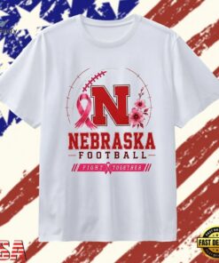Nebraska Cornhuskers Football Fight Together Breast Cancer Awareness T Shirt, Trendy 2D Print Shirt Nebraska Cornhuskers Football Fight Together Breast Cancer Awareness T Shirt