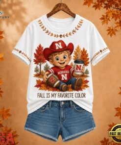 Nebraska Cornhuskers NCAA Fall Is My Favorite Color Football Unisex 3D Shirt, NCAA 3D Graphic Tee Nebraska Cornhuskers Ncaa Fall IS MY Favorite Color Football Unisex 3D Shirt