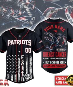 New England Patriots NFL Breast Cancer Hope Over Fear Baseball Jersey, NFL Baseball Shirt New England Patriots Nfl Breast Cancer Hope Over Fear Baseball Jersey