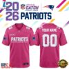 New England Patriots NFL Crucial Catch 2026 Pink Limited Edition Football Jersey, Fashion Football Jersey New England Patriots Nfl Crucial Catch 2026 Pink Limited Edition Football Jersey
