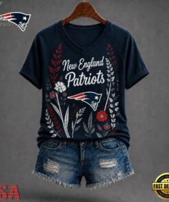 New England Patriots NFL Floral Garden V Neck T Shirt, NFL Team V Neck Tee New England Patriots Nfl Floral Garden V Neck T Shirt