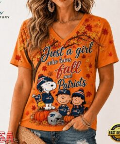New England Patriots NFL Snoopy Peanuts Fall Season V Neck T Shirt, NFL Team V Neck Tee New England Patriots Nfl Snoopy Peanuts Fall Season V Neck T Shirt
