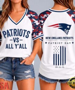 New England Patriots NFL vs All Y' All United We Stand V Neck T Shirt, NFL Team V Neck Tee New England Patriots Nfl VS All Y All United WE Stand V Neck T Shirt