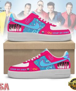New Kids On The Block NKOTB Step By Step Pink 90s Pop Air Force 1 Shoes Sneakers, Music Lover AF1 Shoes New Kids ON The Block Nkotb Step BY Step Pink 90s Pop Air Force 1 Shoes Sneakers