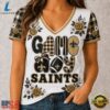 New Orleans Saints NFL Football Flowers Team Pride V Neck T Shirt, NFL Team V Neck Tee New Orleans Saints Nfl Football Flowers Team Pride V Neck T Shirt