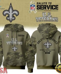 New Orleans Saints NFL US Veterans Salute To Service 2026 Hoodie Shirt, Sports Fans 3D Shirt New Orleans Saints Nfl US Veterans Salute TO Service 2026 Hoodie Shirt