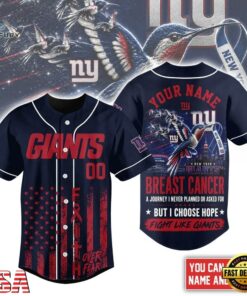 New York Giants NFL Breast Cancer Hope Over Fear Baseball Jersey, NFL Baseball Shirt New York Giants Nfl Breast Cancer Hope Over Fear Baseball Jersey