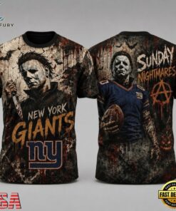 New York Giants NFL Michael Myers Sunday Nightmares Horror Halloween 3D T Shirt, Sports Fans 3D Shirt New York Giants Nfl Michael Myers Sunday Nightmares Horror Halloween 3D T Shirt