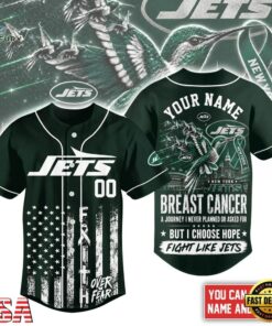 New York Jets NFL Breast Cancer Hope Over Fear Baseball Jersey, NFL Baseball Shirt New York Jets Nfl Breast Cancer Hope Over Fear Baseball Jersey