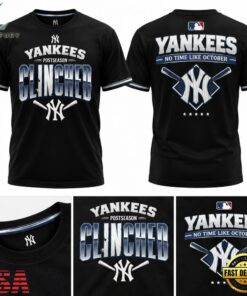 New York Yankees Postseason Clinched No Time Like October 2026 Black T Shirt, Viral 3D Graphic Tee New York Yankees Postseason Clinched NO Time Like October 2026 Black T Shirt