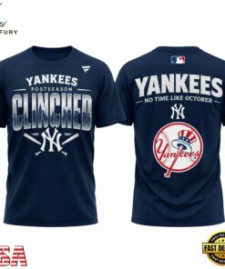 New York Yankees Postseason Clinched No Time Like October 2026 Blue T Shirt, Viral 3D Graphic Tee New York Yankees Postseason Clinched NO Time Like October 2026 Blue T Shirt