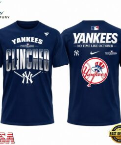 New York Yankees Postseason Clinched No Time Like October Blue T Shirt, Viral 3D Graphic Tee New York Yankees Postseason Clinched NO Time Like October Blue T Shirt
