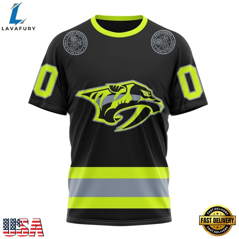 NHL Nashville Predators Specialized With FireFighter Uniforms Color Hoodie, T Shirt, NHL Hockey 3D Shirt Nhl Nashville Predators Specialized With Firefighter Uniforms Color Hoodie T Shirt 4